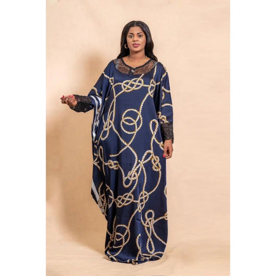 Robe large élégante avec manchettes en dentelles séduisantes