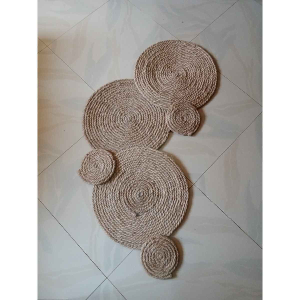 Décoration murale en corde beige 80 cm – Tapis mural bohème naturel