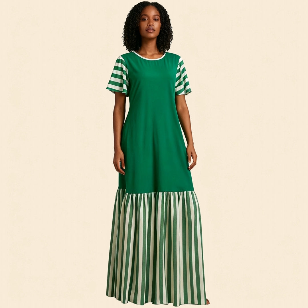 Robe lin longue en vert émeraude