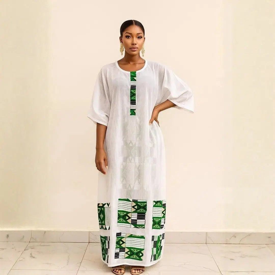 ensemble pantalon large et robe en wax et coton léger