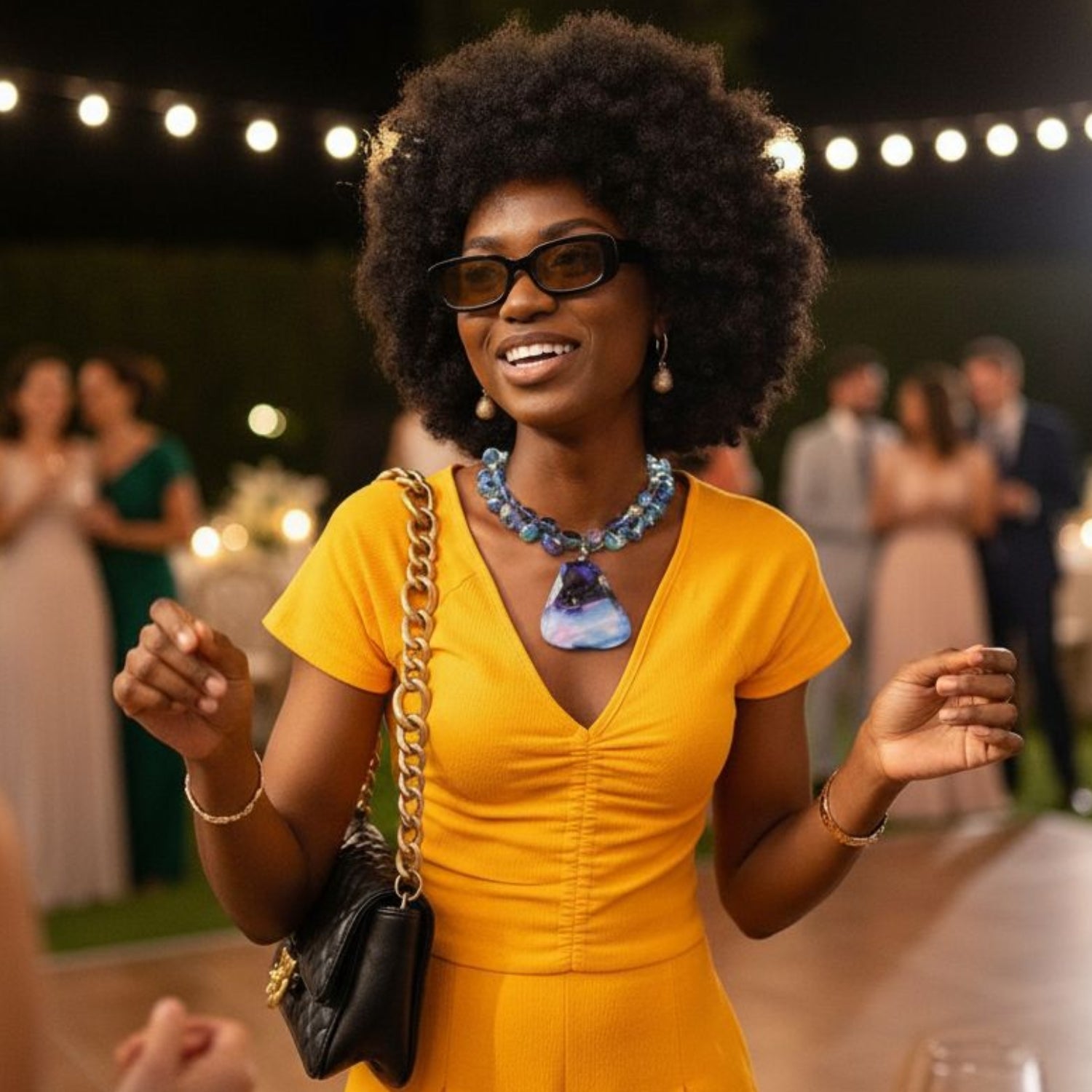 Collier et boucles d'oreilles artisanal femme en pierres et perles multicolores