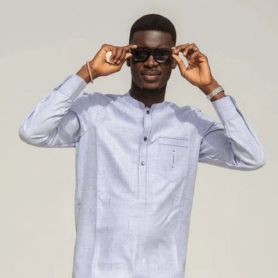 Costume africain homme tissu fil-à-fil