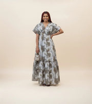 Robe longue bohème en coton soyeux avec décolleté V