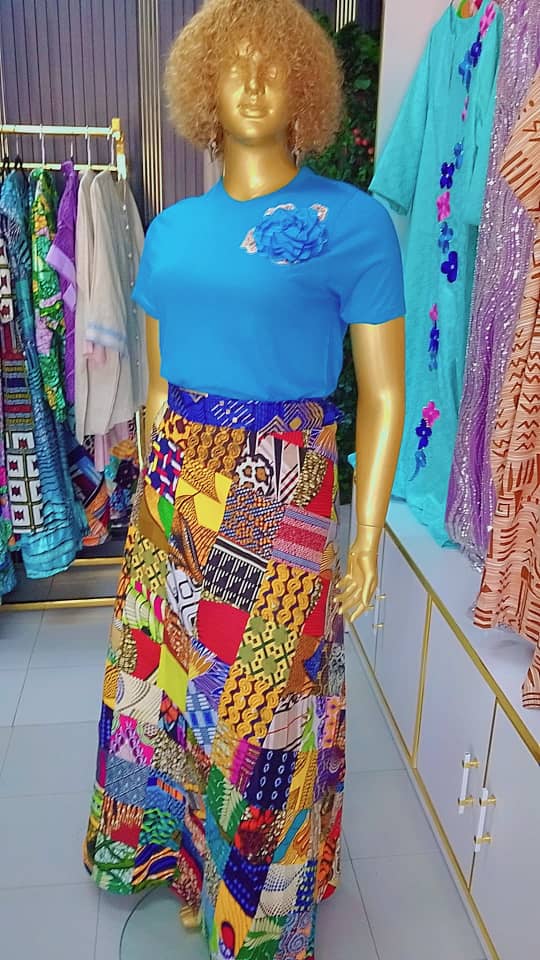 Jupe patchwork longue bohème en coton