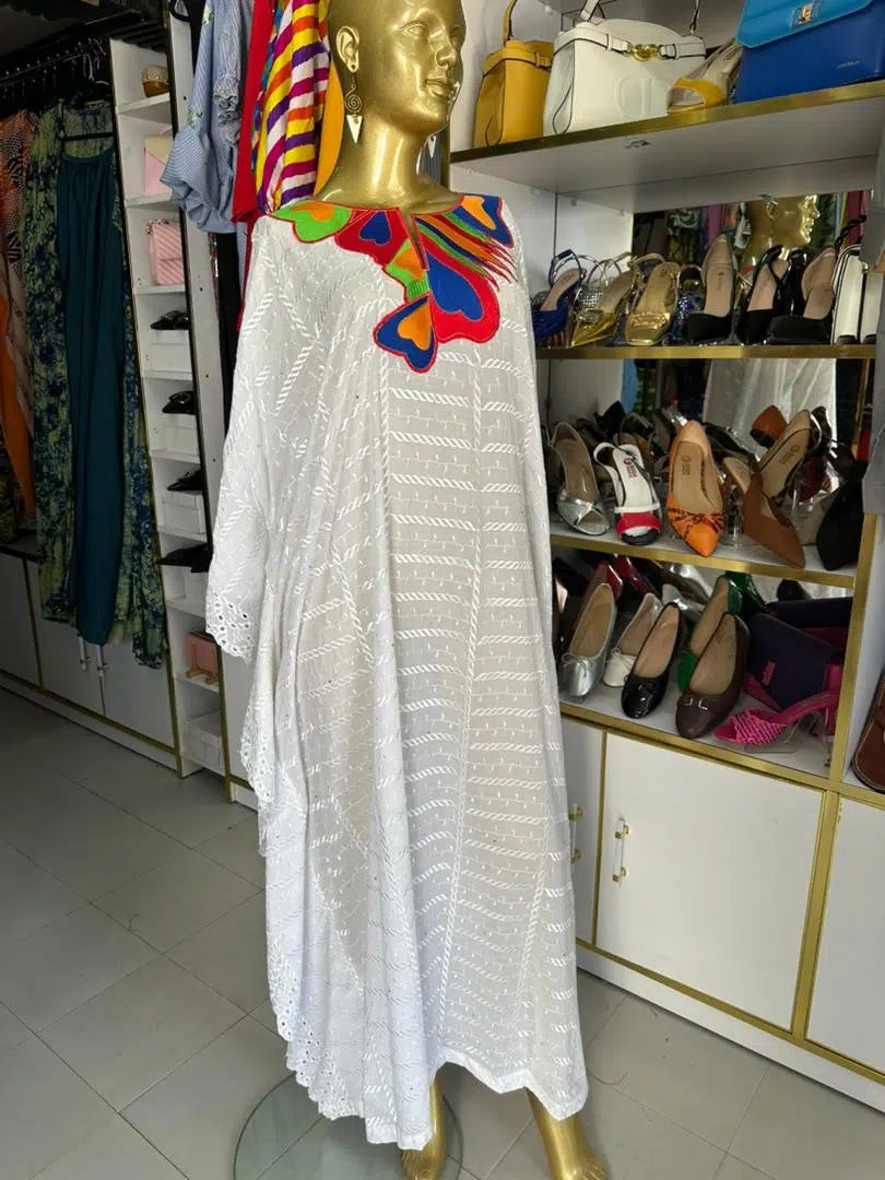 Boubou dentelle en coton brodé