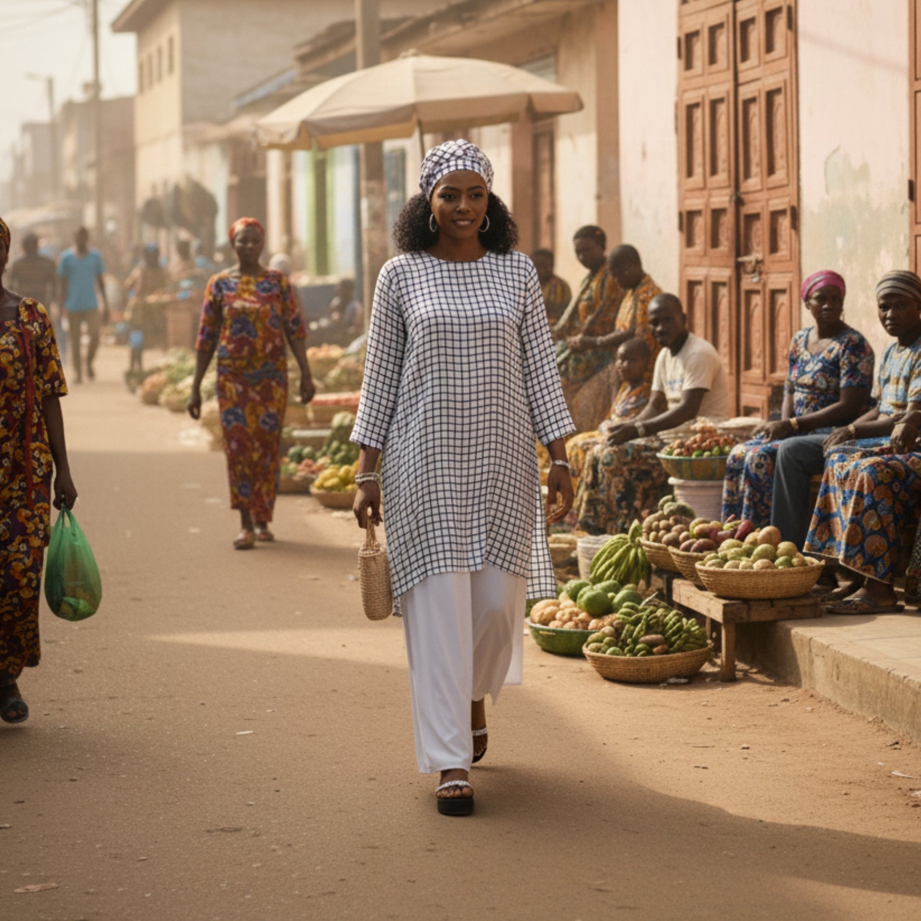 Ensemble jupe et haut en soie et lin