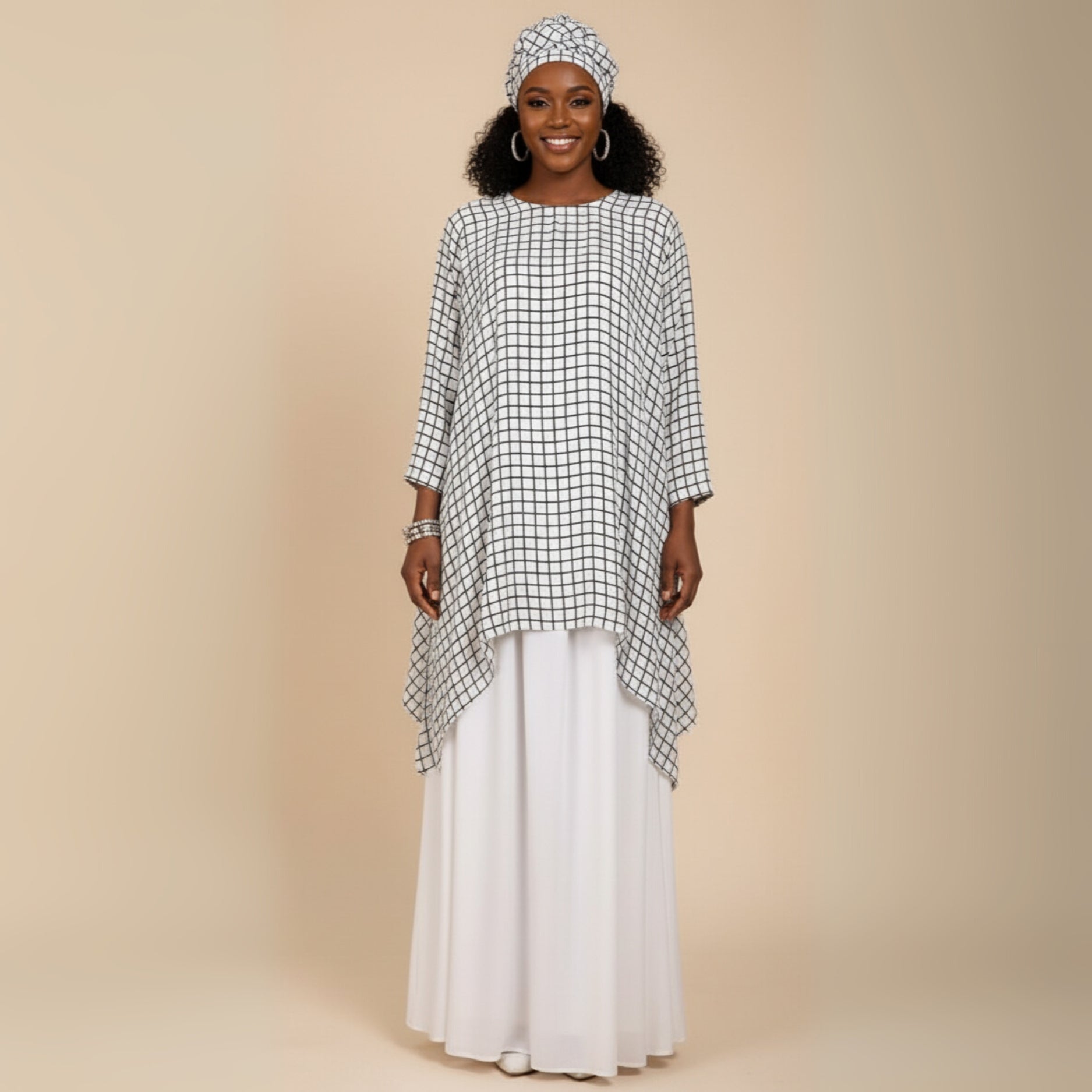 Ensemble jupe et haut en soie et lin