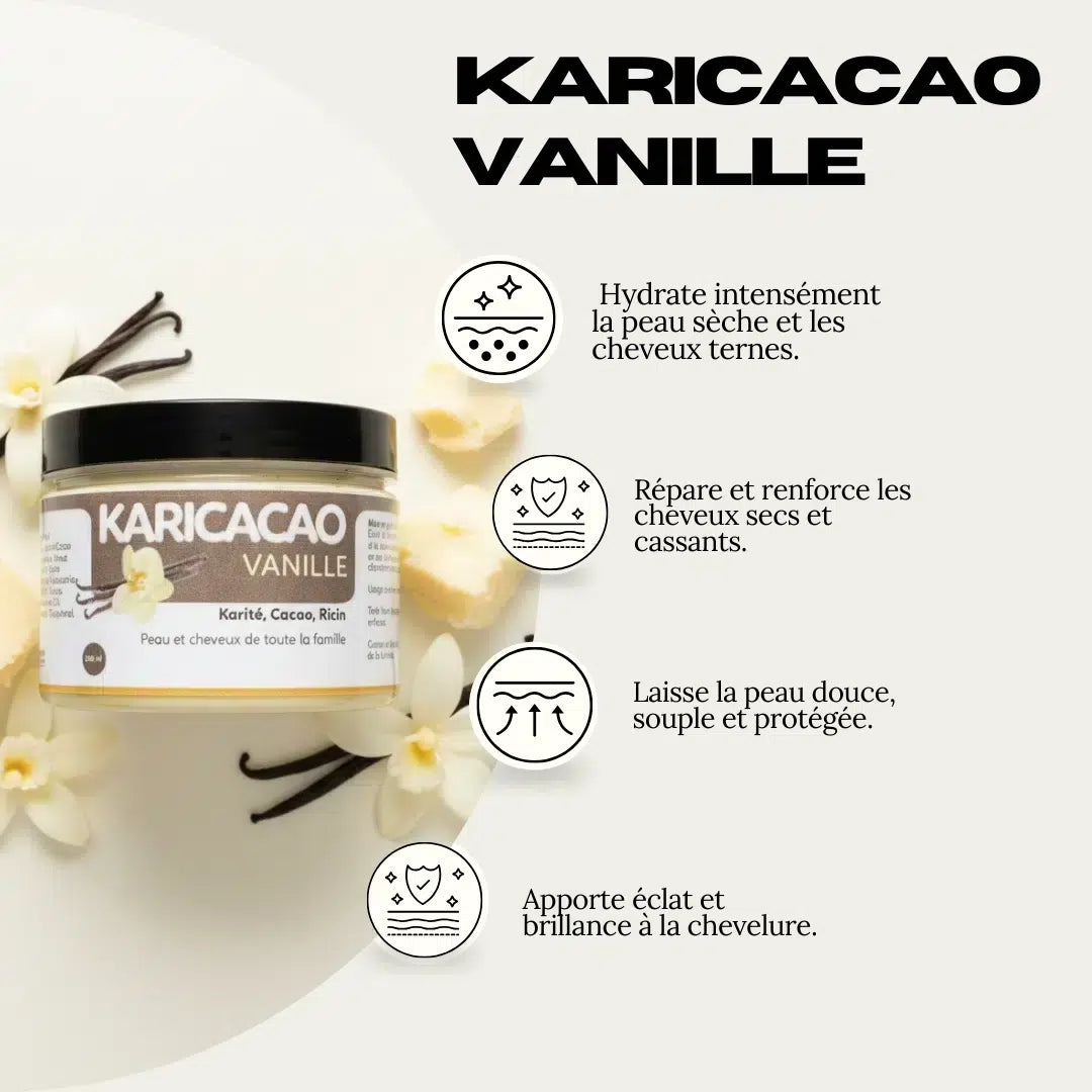 Crème Karicacao vanille pour corps et cheveux aux beurres de karité et cacao
