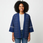 Kimono femme coton artisanal bleu indigo