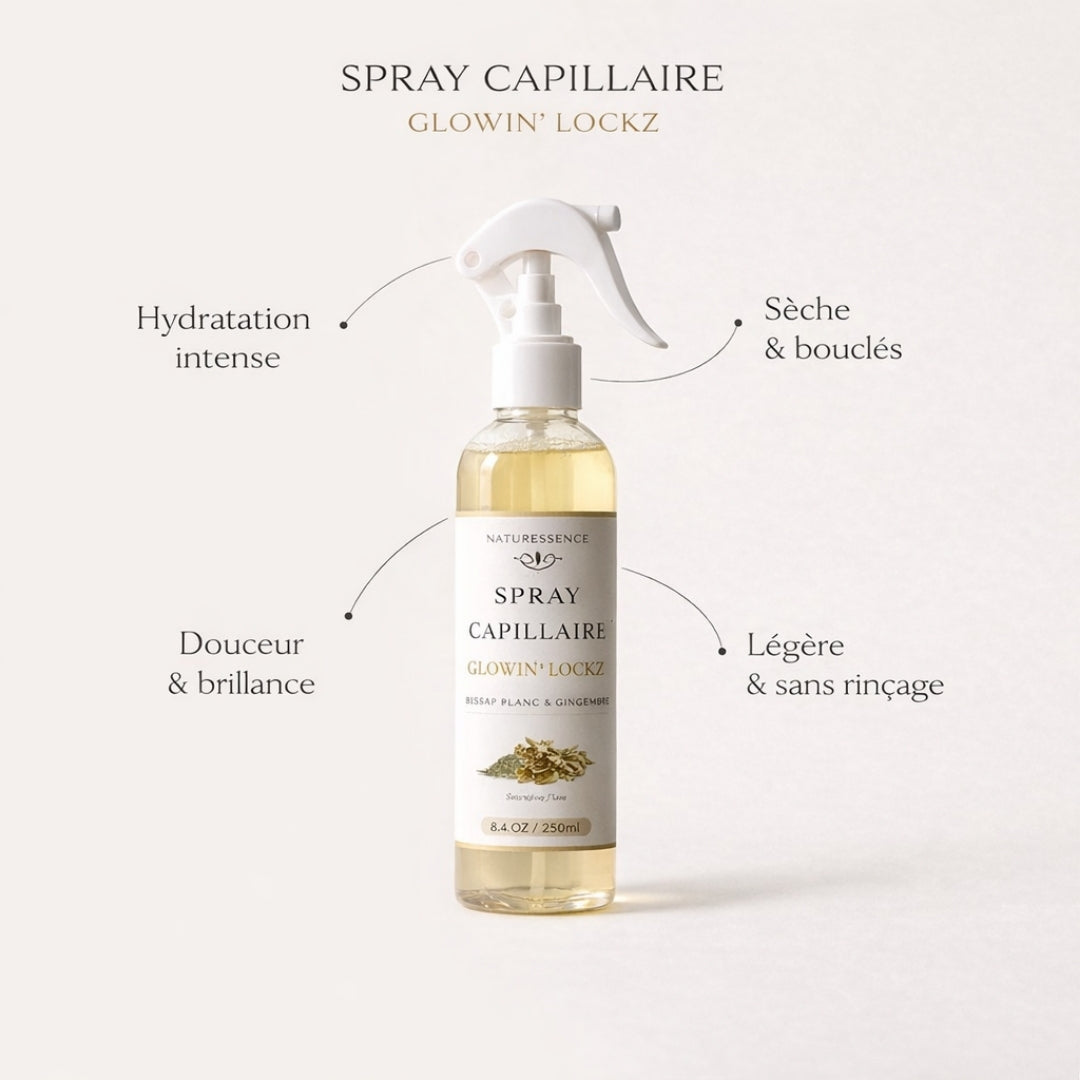 Spray hydratant et nourrissant capillaire au Bissap Blanc naturel, soin cheveux