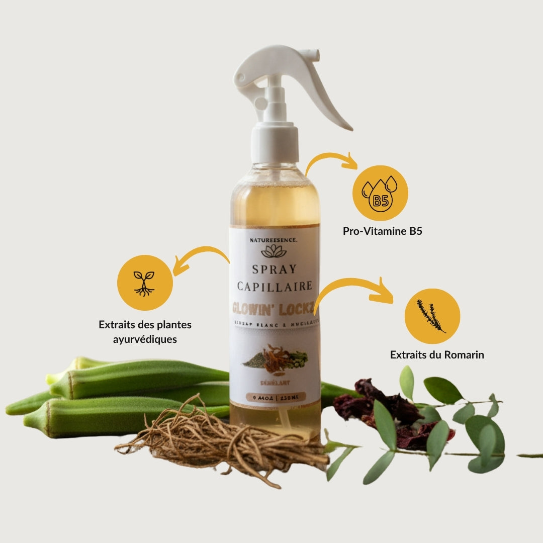 Spray hydratant et nourrissant capillaire au Bissap Blanc naturel, soin cheveux