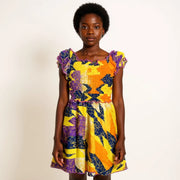 Robe africaine en wax et en coton coloré smocké