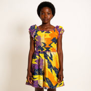 Robe africaine en wax et en coton coloré smocké