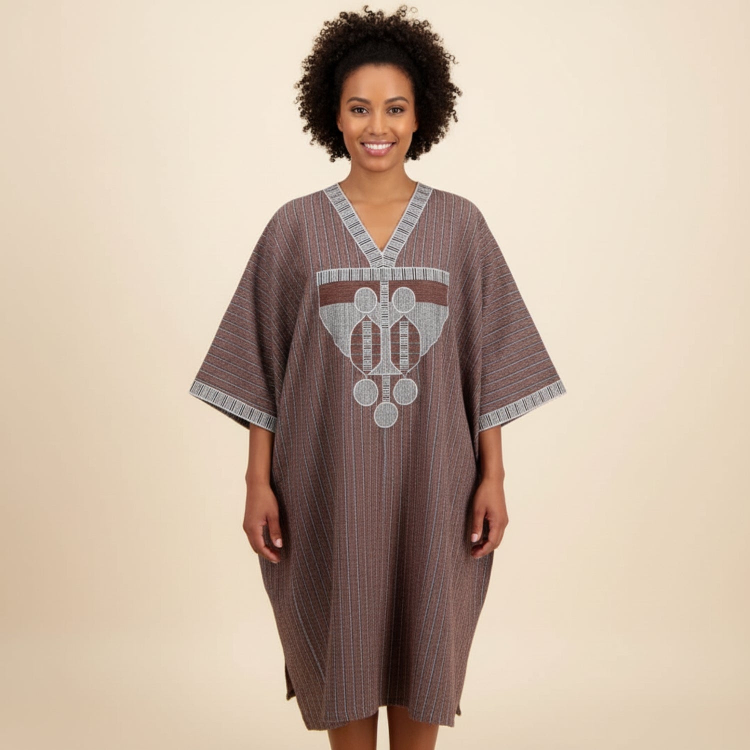 Robe 3/4 tissée artisanal fais main chic en coton