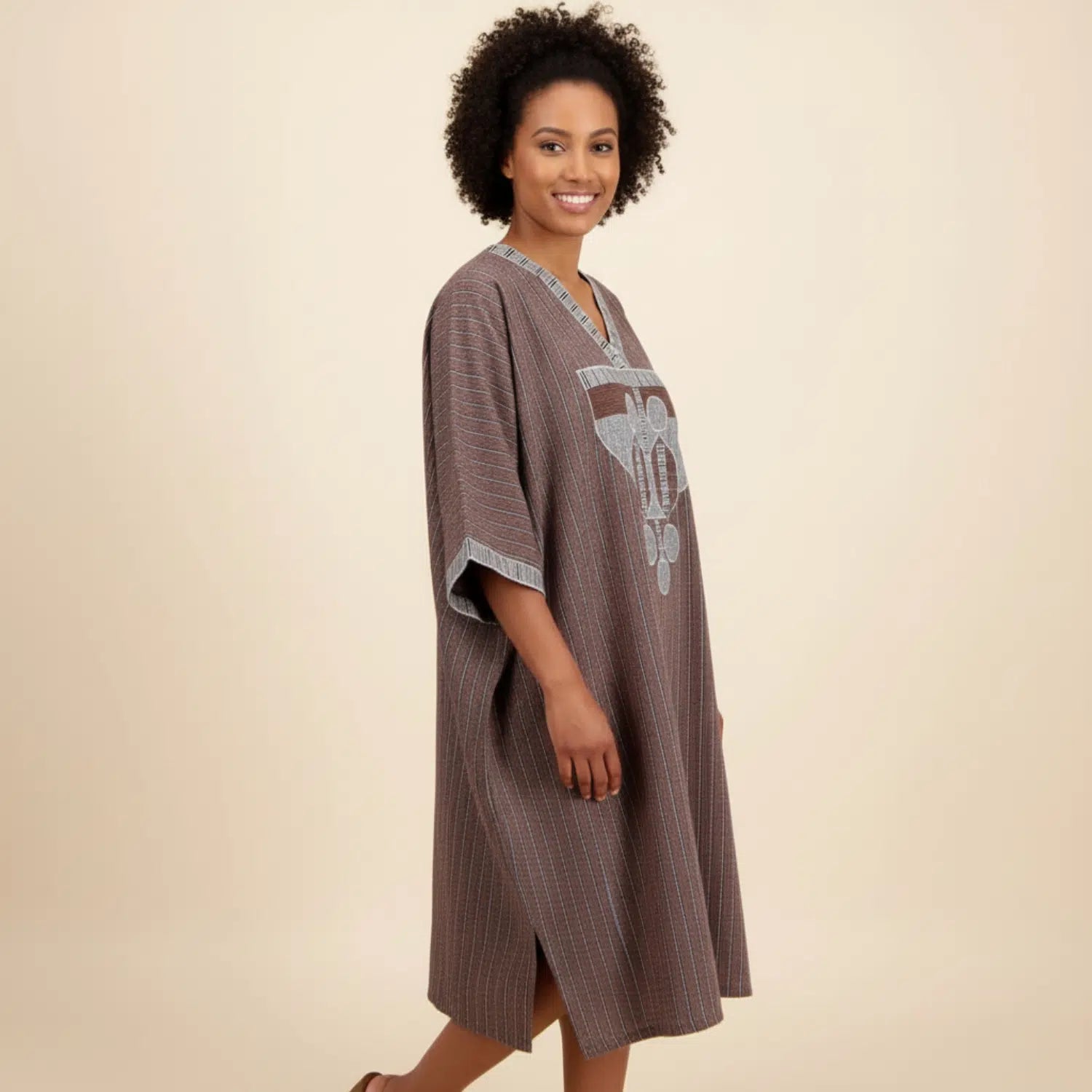 Robe 3/4 tissée artisanal fais main chic en coton