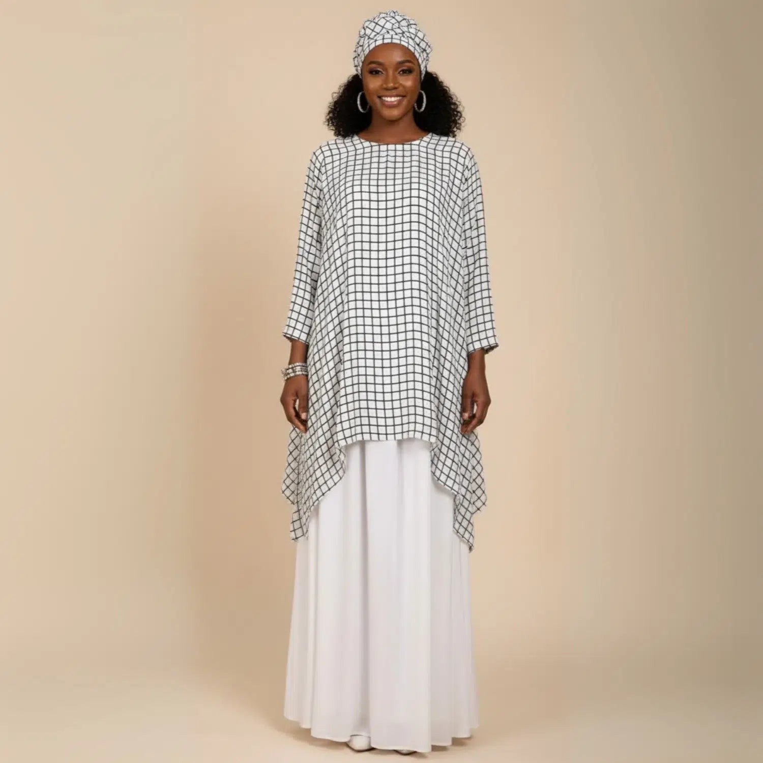 Robe patchwork gris et noir en coton fluide