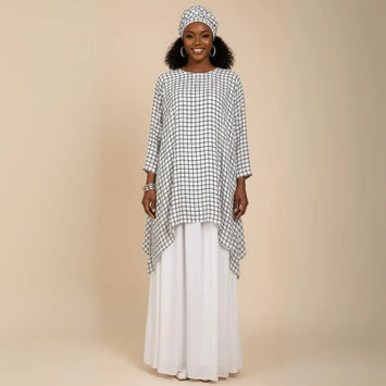 Robe patchwork gris et noir en coton fluide