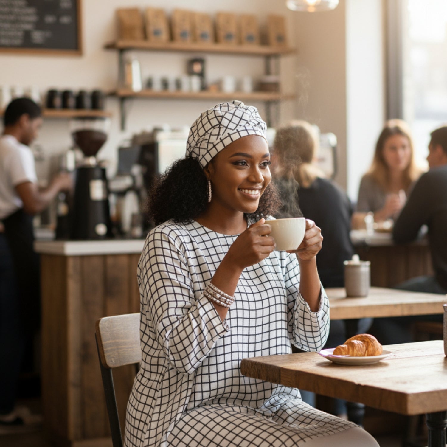 Robe patchwork gris et noir en coton fluide