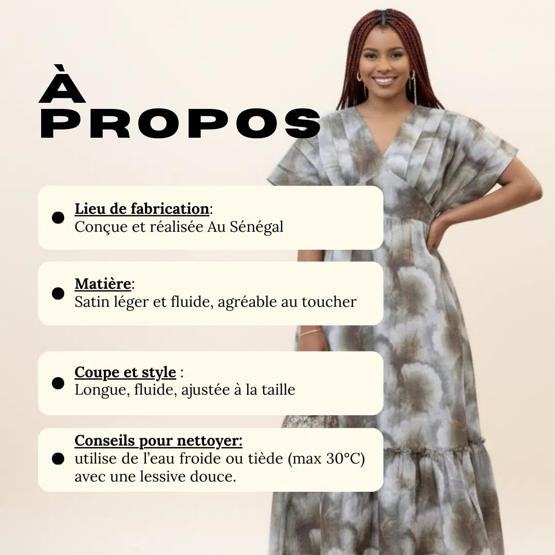 Robe longue bohème en coton soyeux avec décolleté V