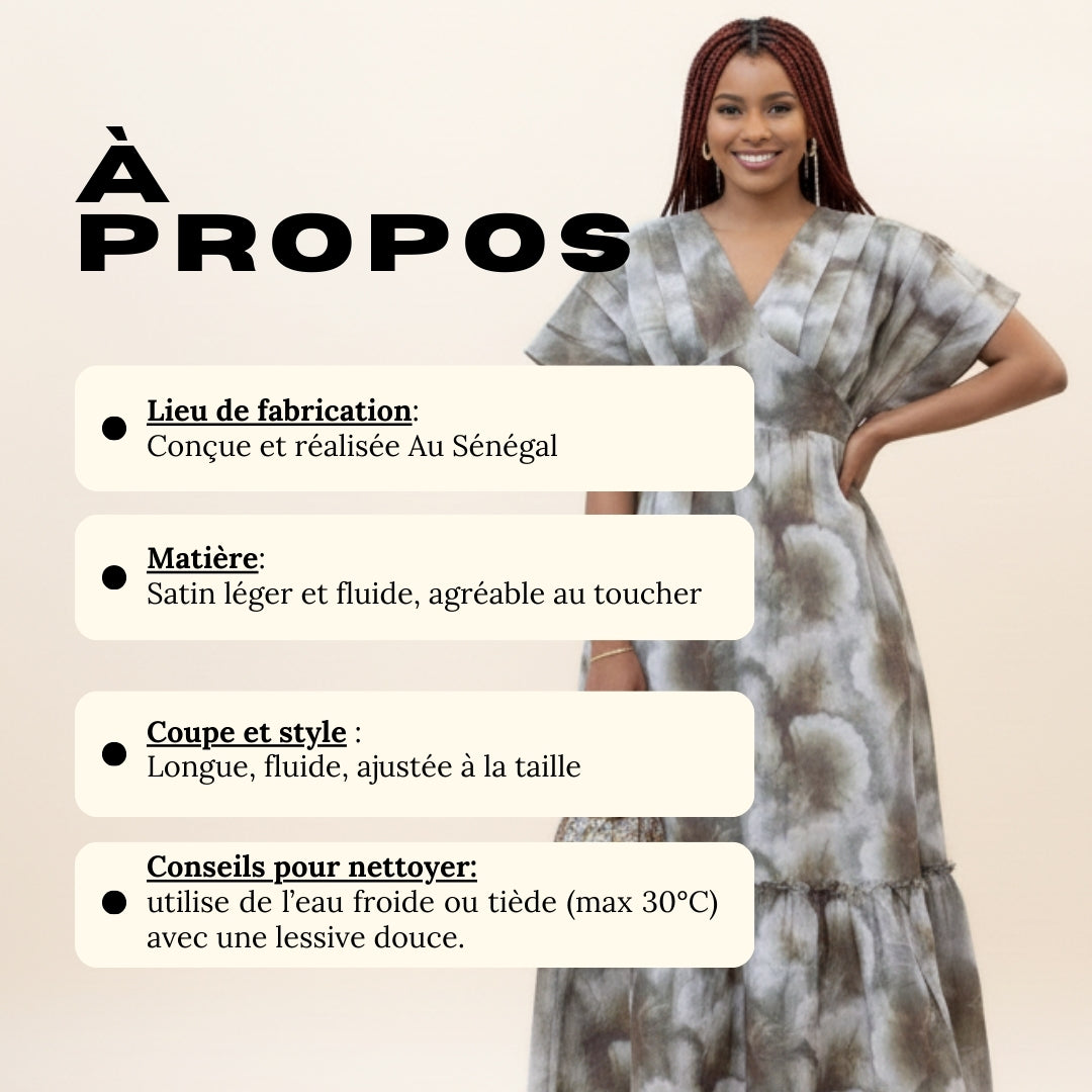 Robe longue bohème en coton soyeux avec décolleté V