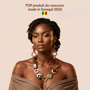 RAFET - Parure Collier et Boucles en Graines Naturelles Dorées