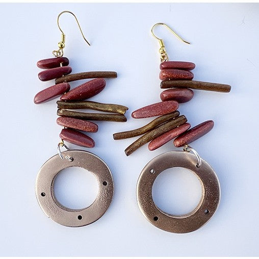 RAFET - Parure Collier et Boucles en Graines Naturelles Dorées