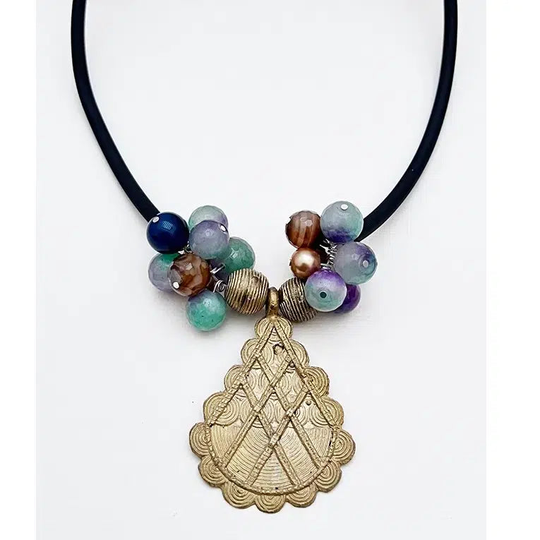 Collier agate femme et boucles d’oreilles – Ensemble artisanal bronze élégant