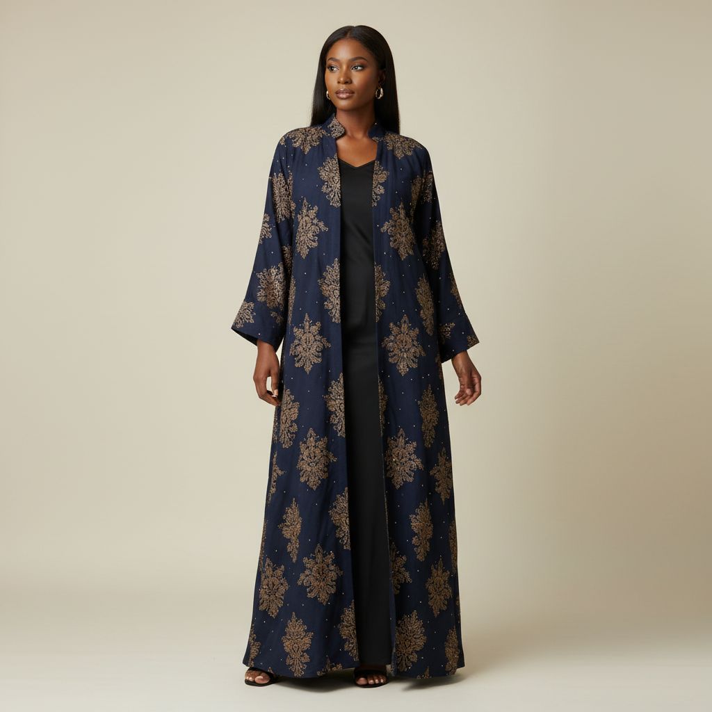 Abaya dubai bleu marine chic strass, robe élégante soirée et mariage femme
