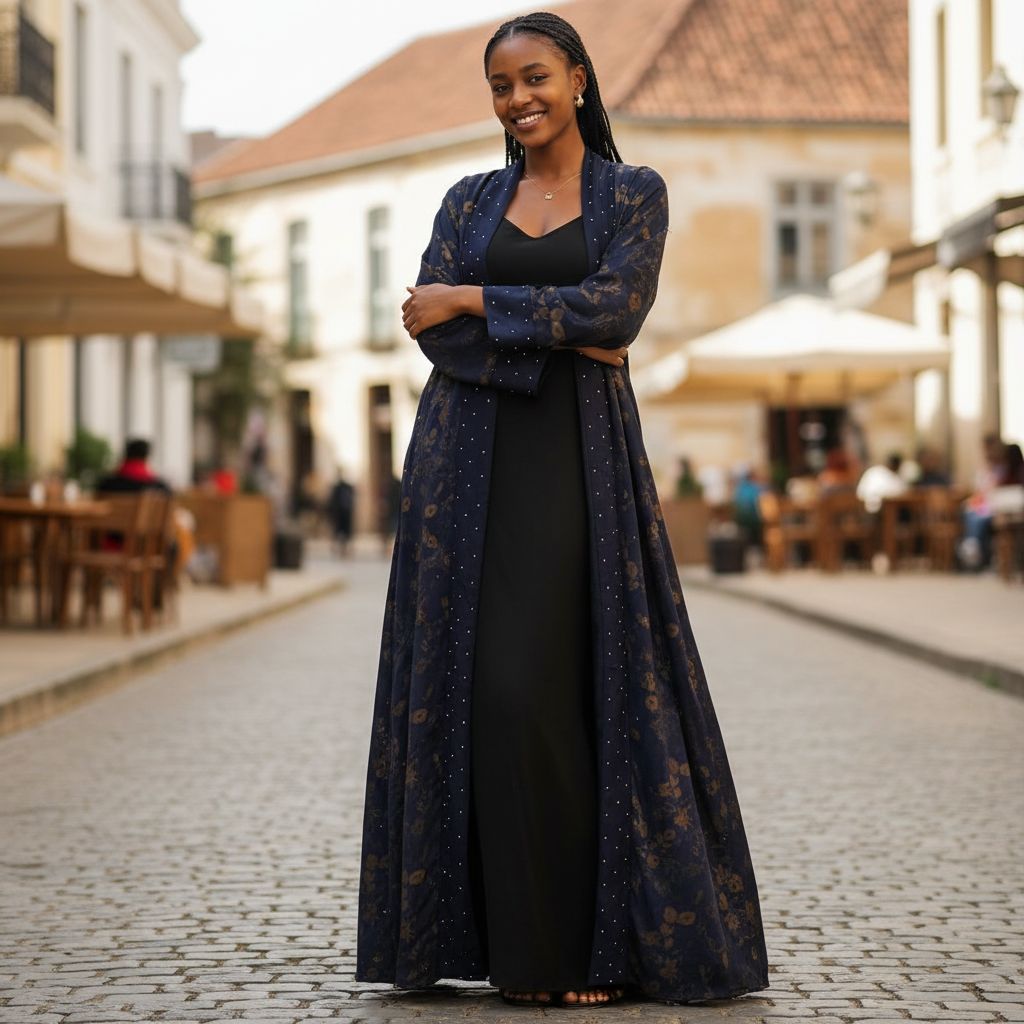Abaya Dubai bleu marine élégante – Robe longue femme chic et raffinée