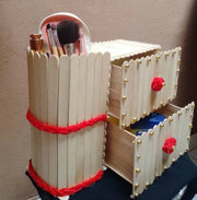 Meuble à tiroirs bois décoratif, organisateur artisanal pour accessoires