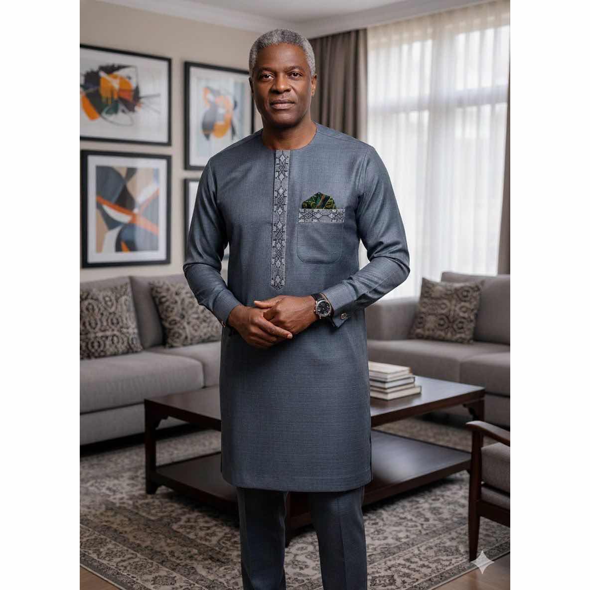 Tunique homme élégante coton polyester