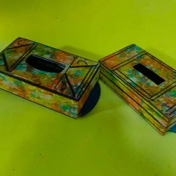 Boite à mouchoirs en cuir multicolore design