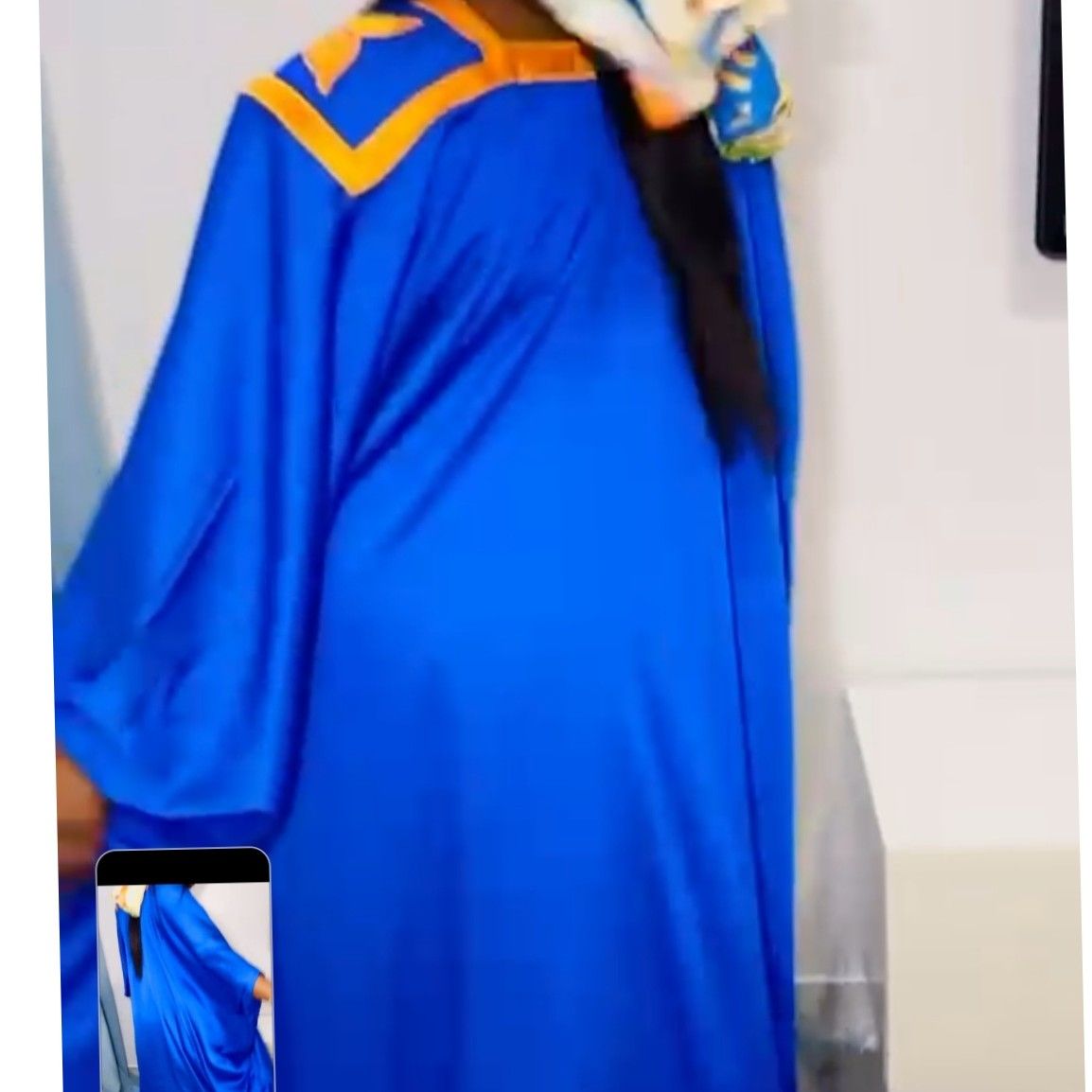 Boubou femme bleu orange tendance pour un style unique et élégant