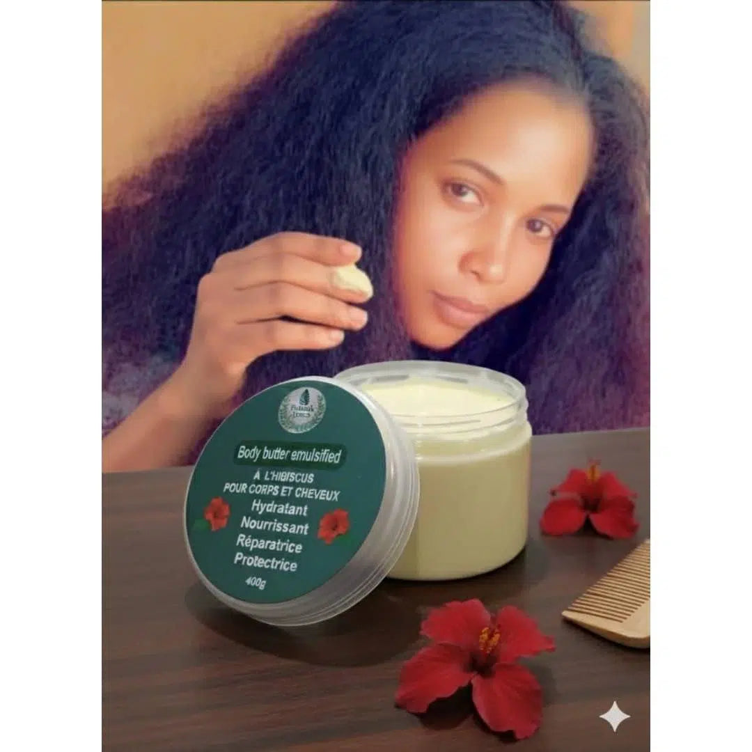 Crème capillaire naturelle hibiscus et karité – Soin nourrissant cheveux secs
