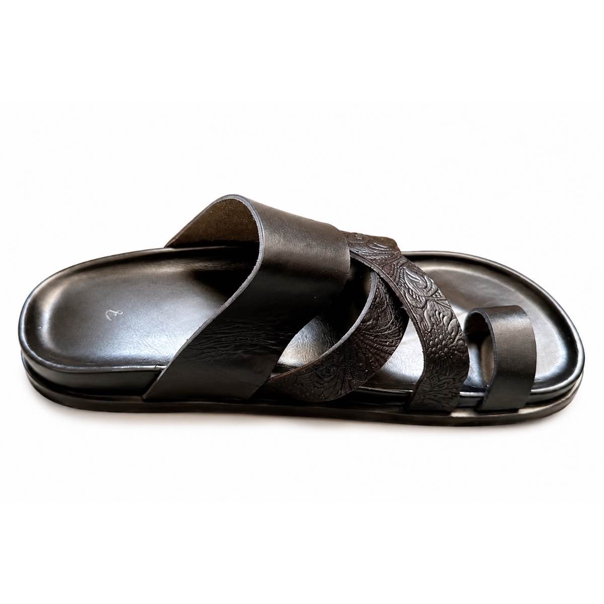 Chaussure en cuir homme élégante, sandale noire confortable été chic