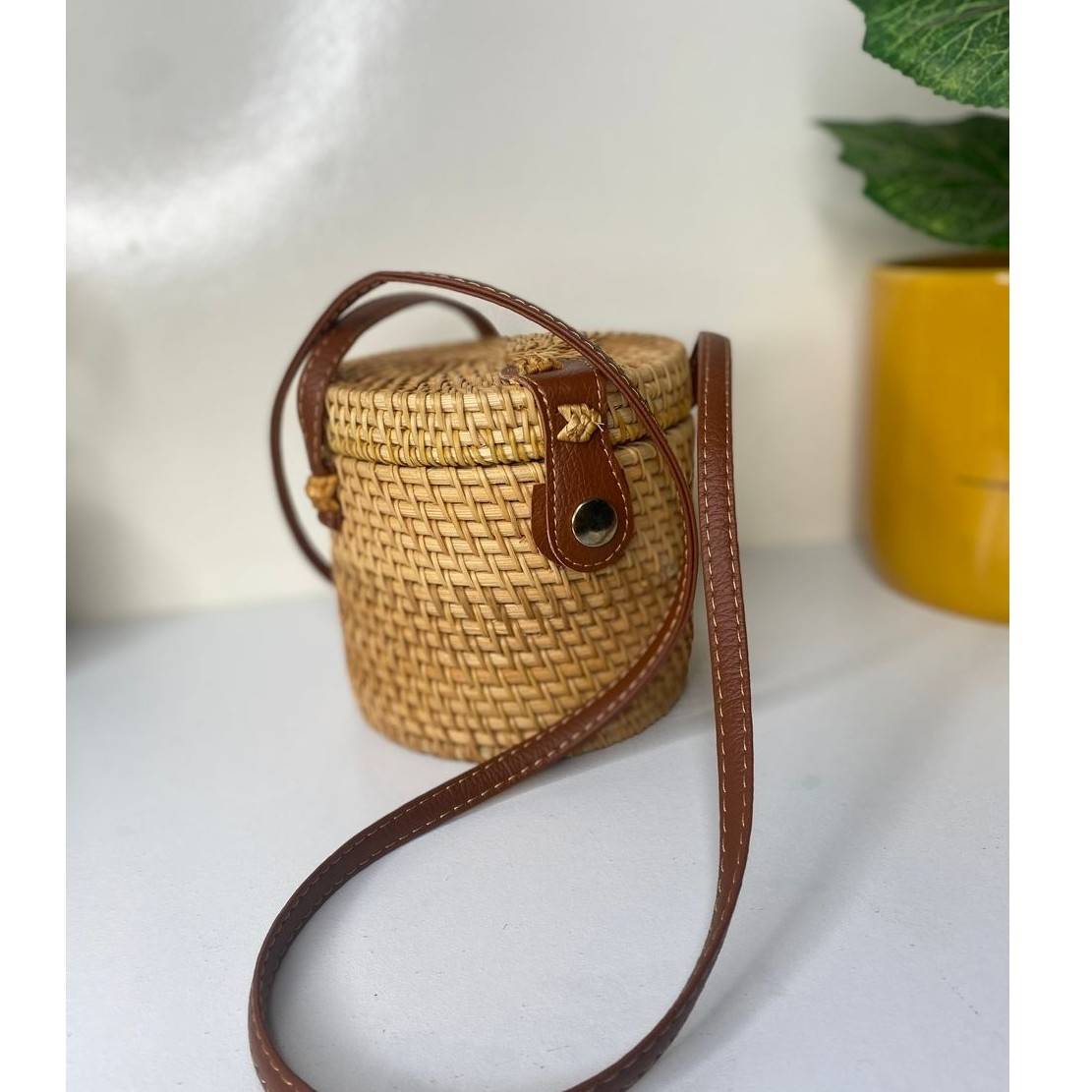 Sac bandoulière rotin femme bohème rond