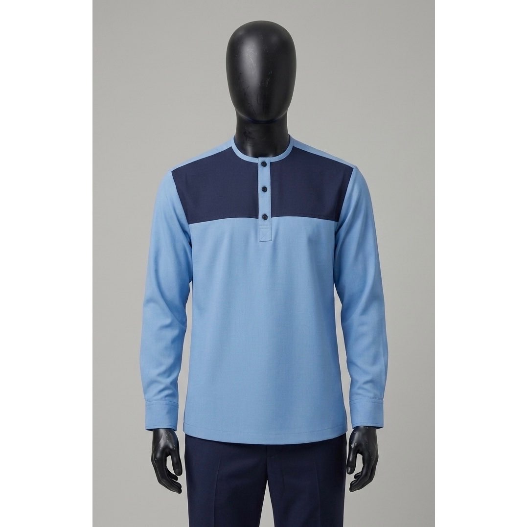 Haut homme bleu décontracté supercent, confortable, coupe ample