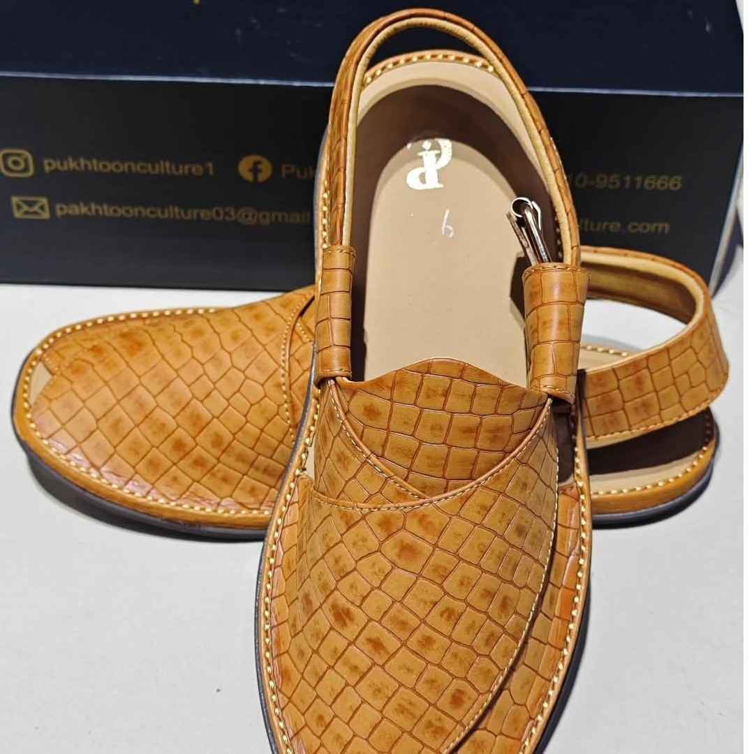 Chaussures pakistanaises homme cuir marron tabac style Pukhtoon