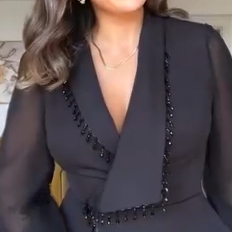 Ensemble crepe femme élégant jupe et haut cérémonie ou bureau chic