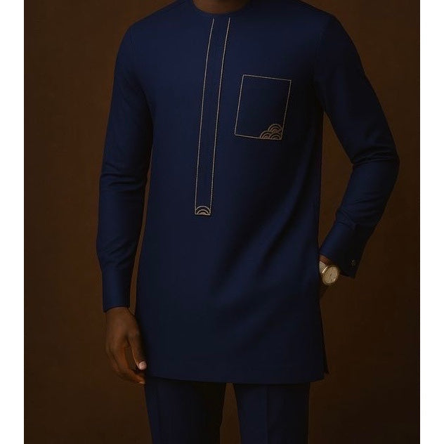 Boubou africain homme moderne élégant, tenue traditionnelle chic brodée