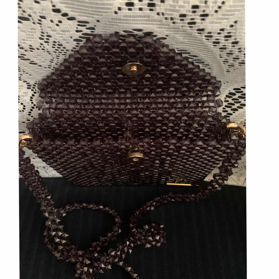 Sac à main vintage en perles noir transparent