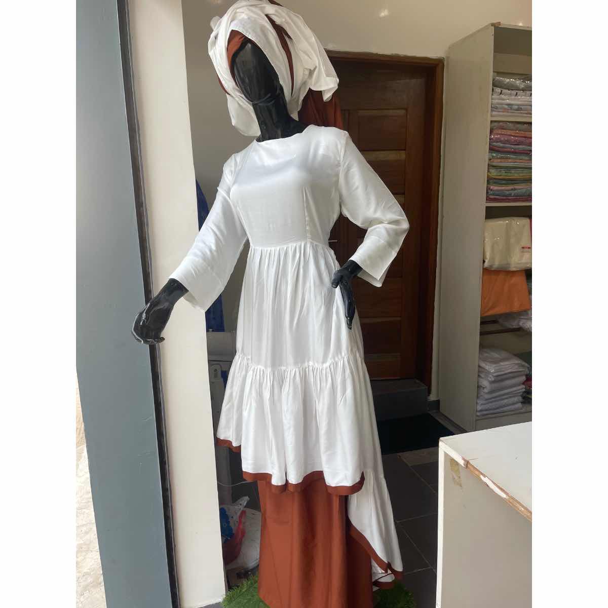 Ensemble robe jupe et foulard femme, 3 pièces élégant et confortable