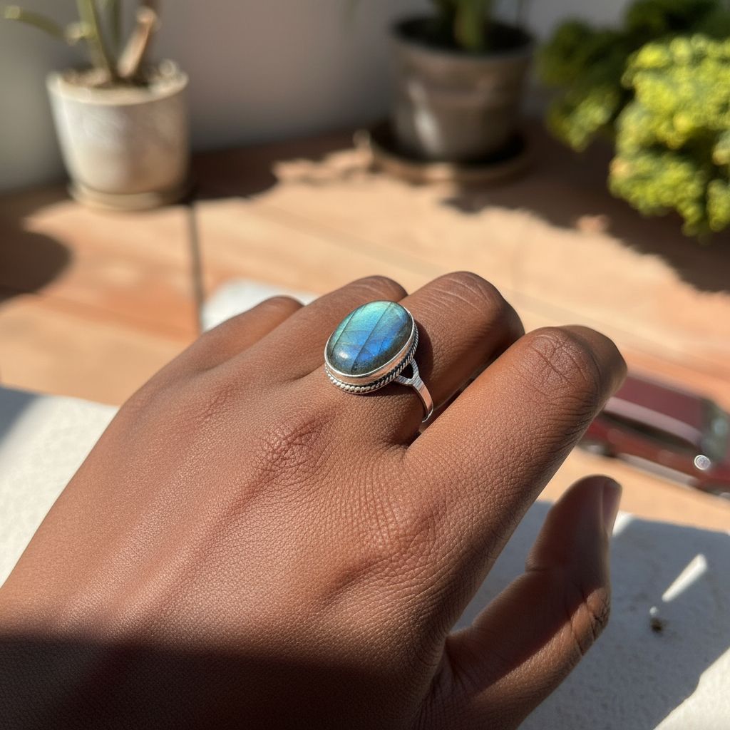 Bague labradorite argent 925 réglable