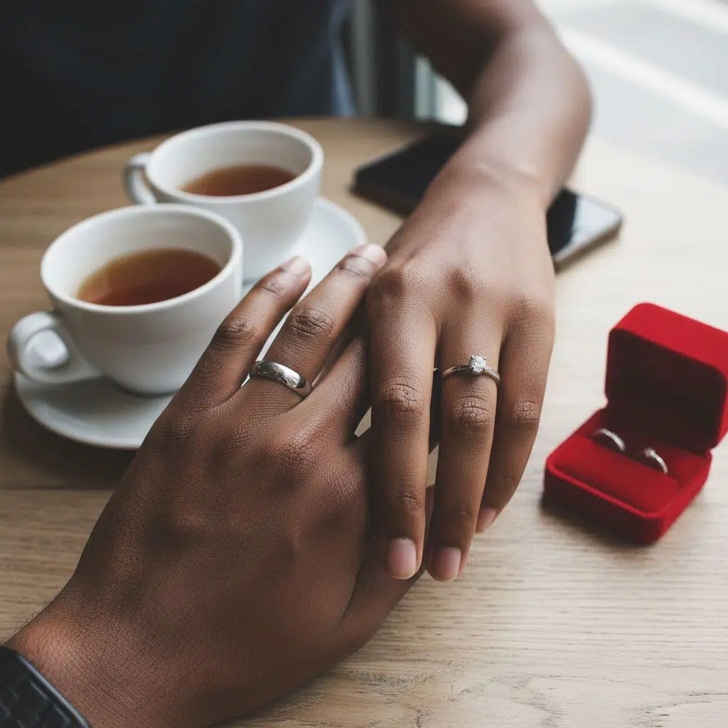 Bagues de couple en argent assorties – Coffret romantique duo élégant