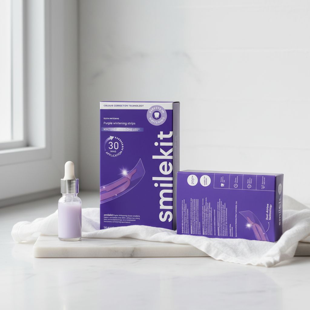Bandes blanchissantes dents SmileKit Violet – Blanchiment dentaire maison efficace