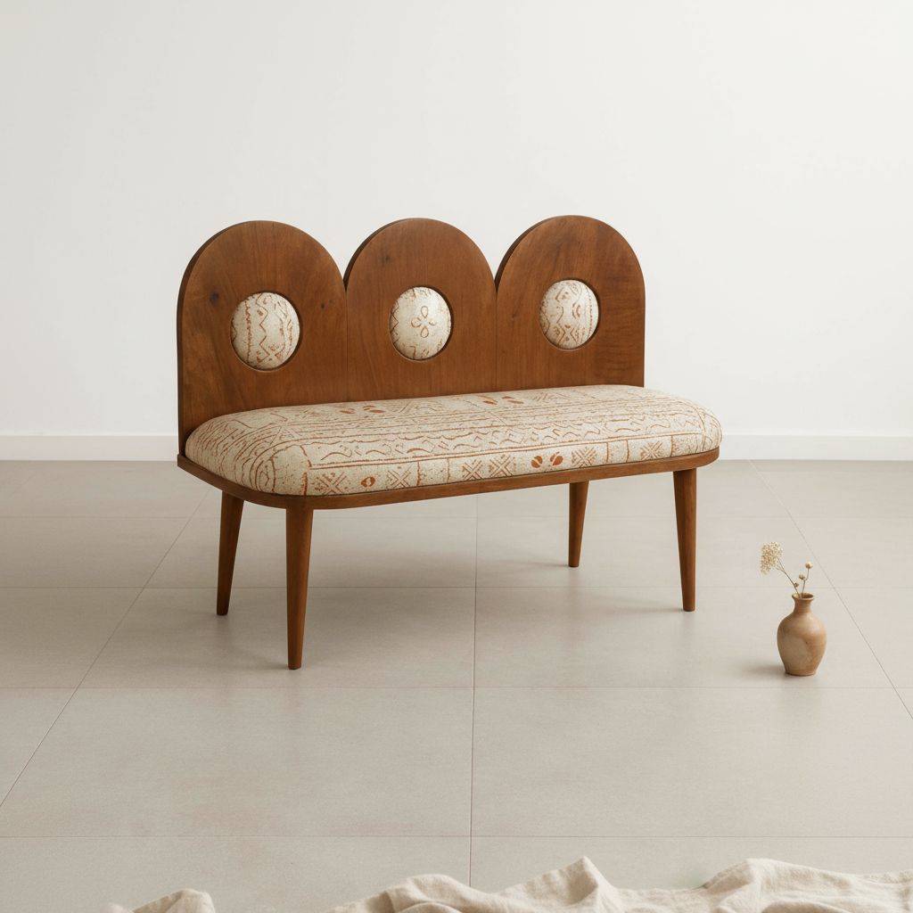 Banquette KAYAR - design bois massif DIMB  70x100 cm – assise rétro chic