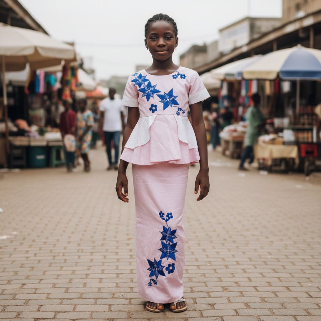 Ensemble bazin riche fille 10 ans rose et blanc, cérémonie africaine élégante