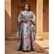 Bazin thioup 4m gris rose, tissu africain élégant pour robe de cérémonie