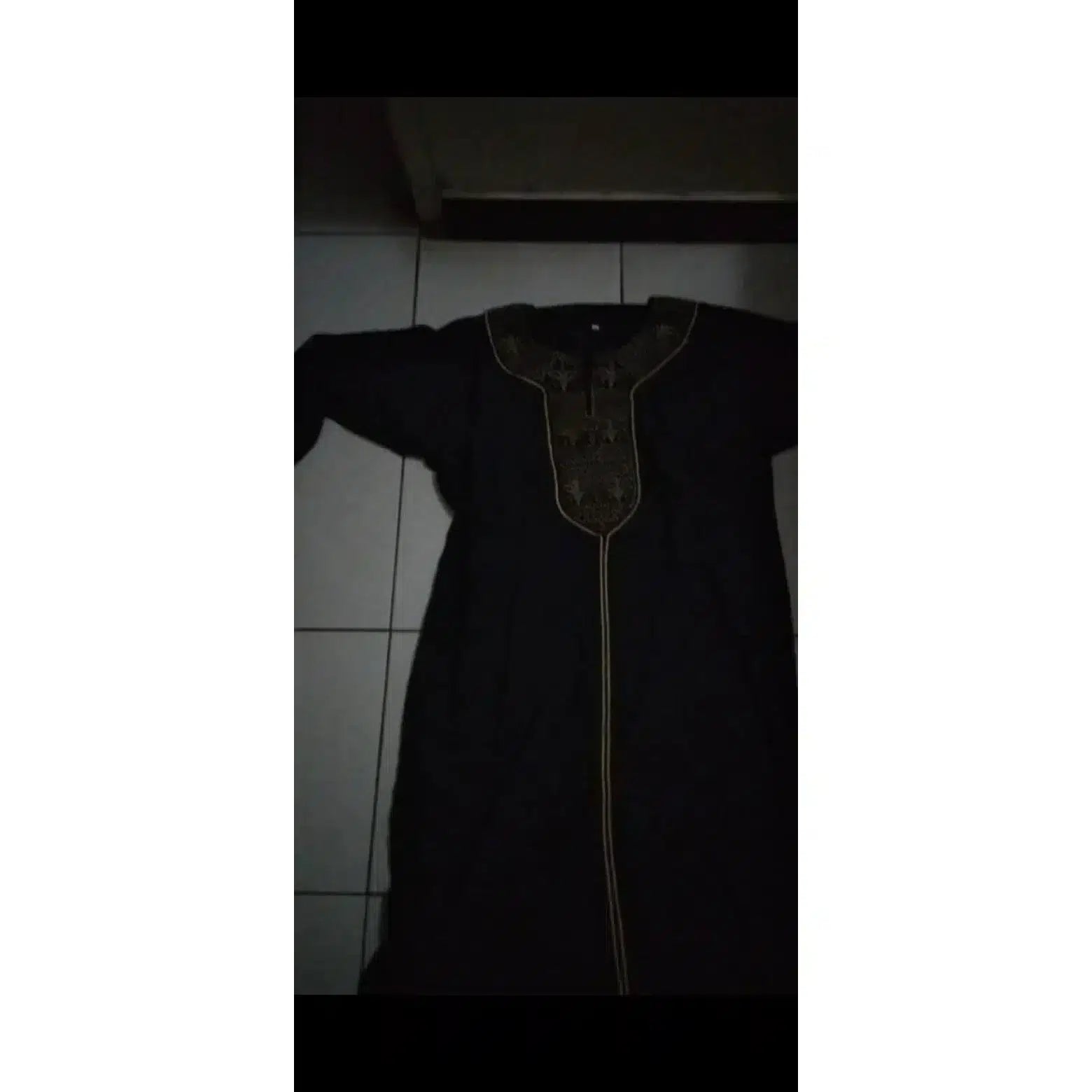 Robe femme bleue marine brodée élégante – Robe longue orientale