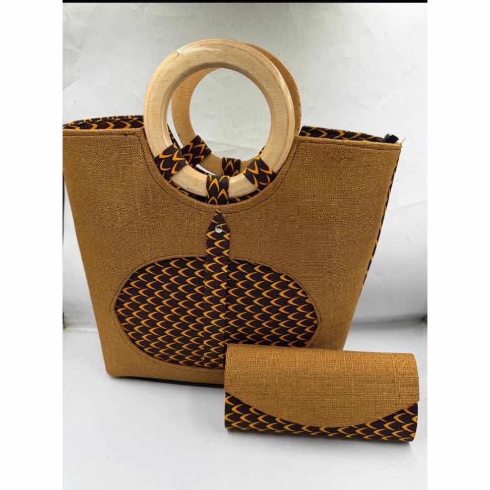 Sac à main noir et blanc motifs géométriques avec portefeuille assorti